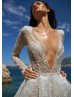 Sexy Deep V Neck Beaded Ivory Lace Wedding Dress Sexy Deep V Neck Beaded Ivory Lace Wedding Dress